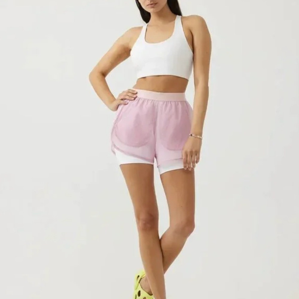 Outdoor Voices Running Shorts Pink Double Layer Athletic Workout Women's Size S